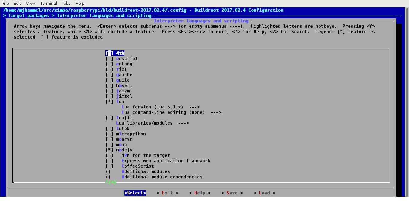 Buildroot Configuration Menu