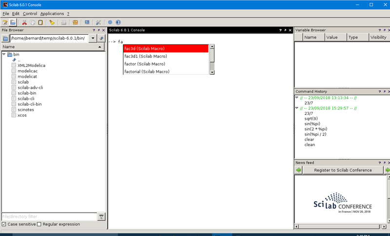 Scilab console